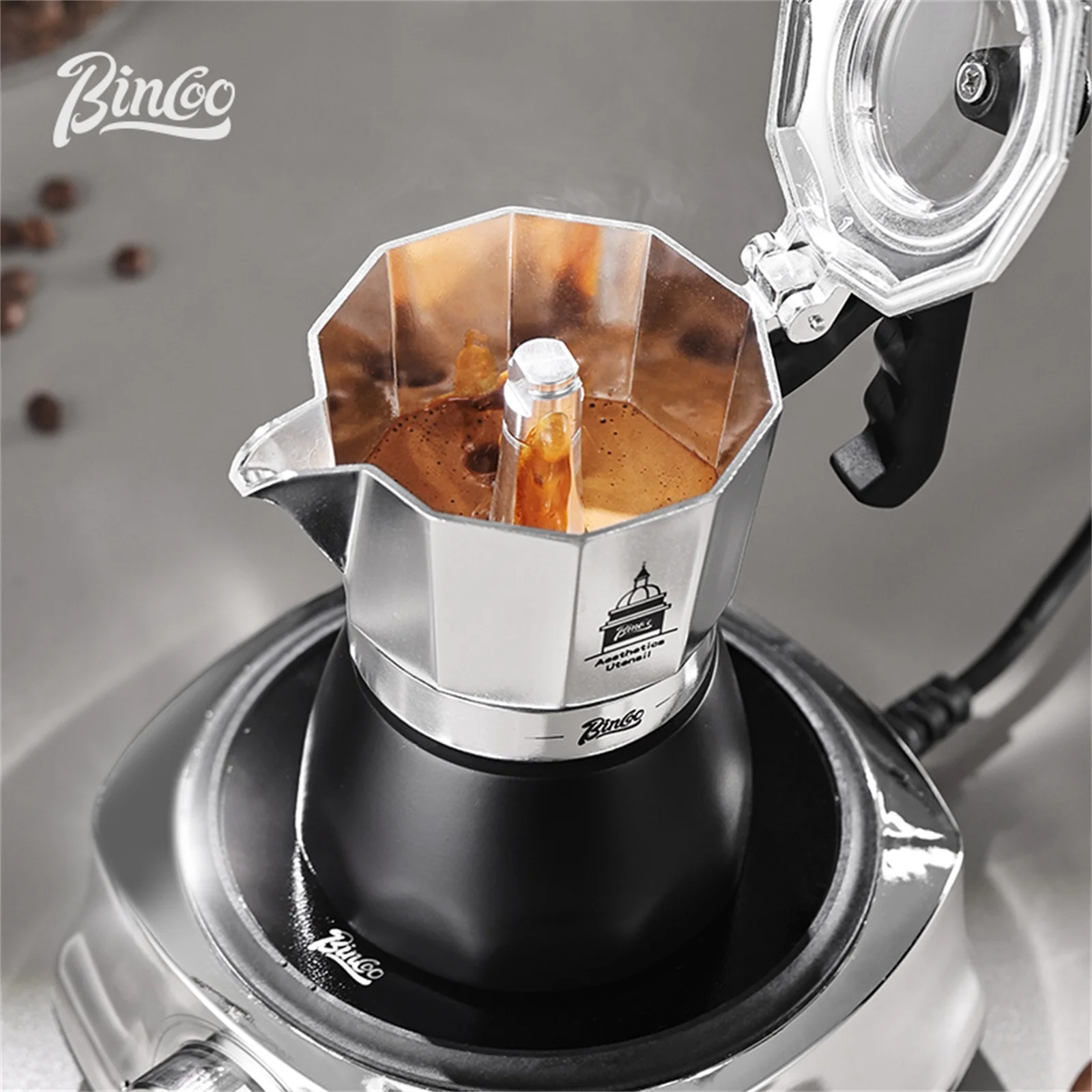 BINCOO Double Valve Moka Pot，E - Coffee Equipment For Home ulasan dan harga