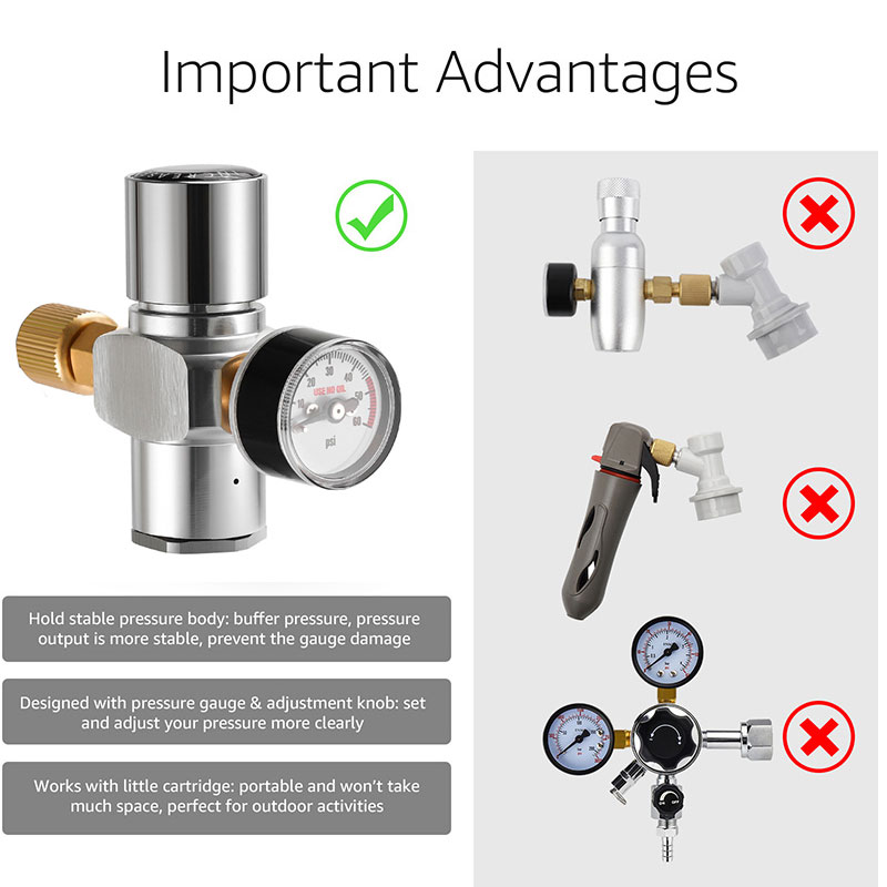 0-60PSI Beer Keg Co2 Charger,P - Coffee Equipment Machine ulasan dan harga